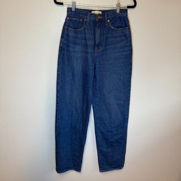 Madewell Hemp Cotton Blend Baggy Straight Jeans Dark Wash Slouchy Denim Size 24 - Picture 2 of 15